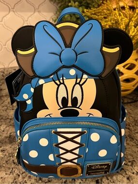 NWT Loungefly Disney Minnie Mouse Pirate Mini Backpack (Blue/Black)